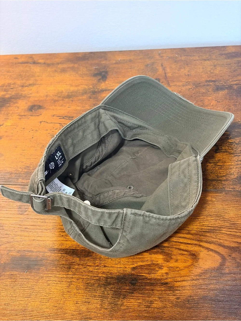 Nike Olive Green Cotton Dad Hat with White Embroidered Swoosh